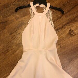 Shein Pink & Lace Halter Style Summer Party Casual Bridesmaid Dress